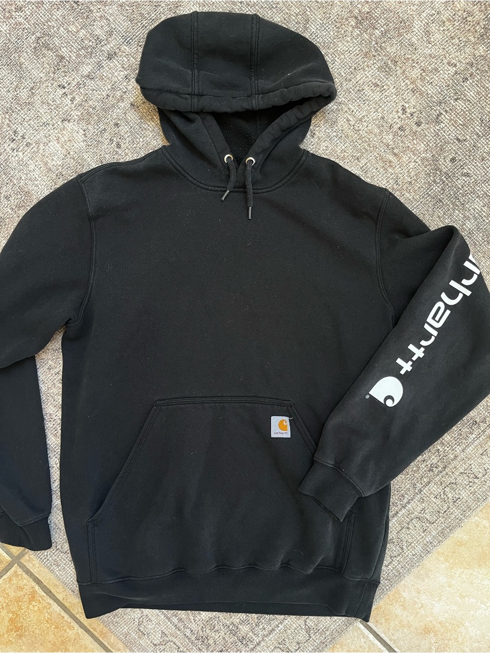 Carhartt Black Men’s Hooded Sweatshirt with Sleeve Logo M